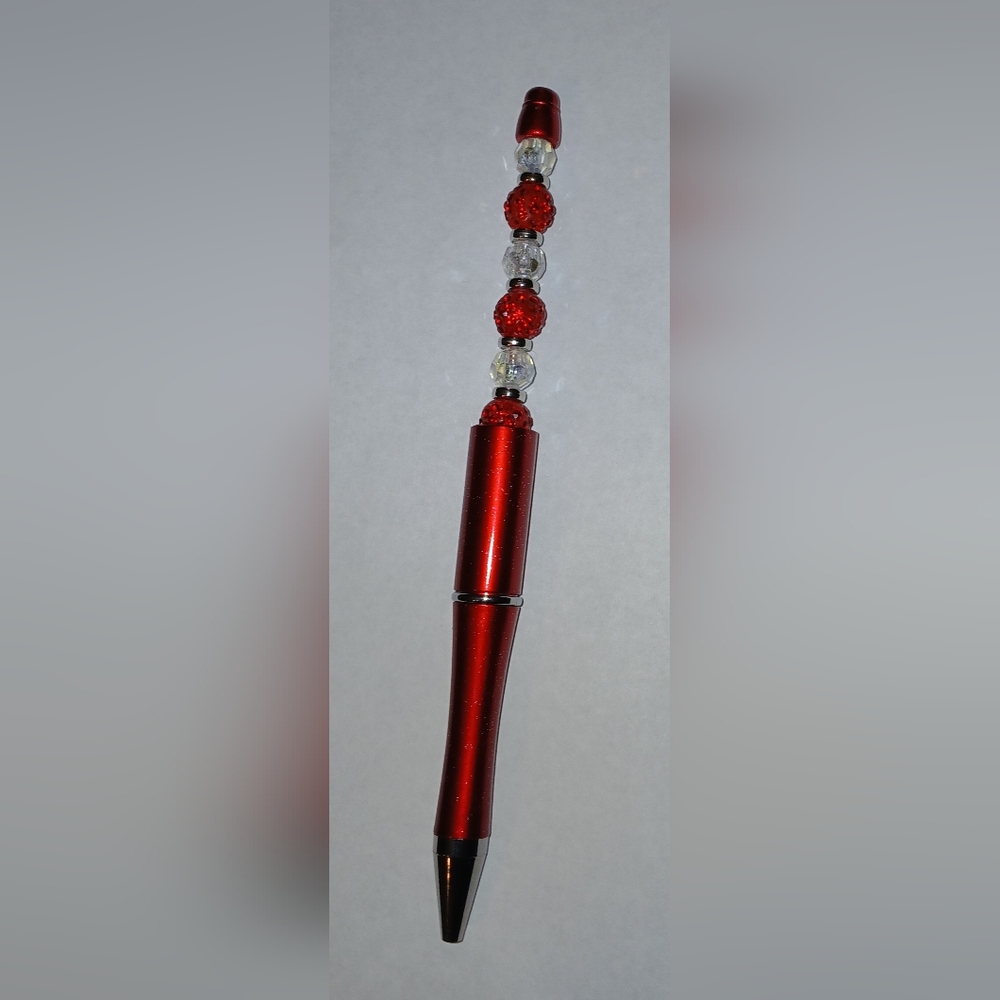 NWT Handcrafted Ruby Red Beaded Pen